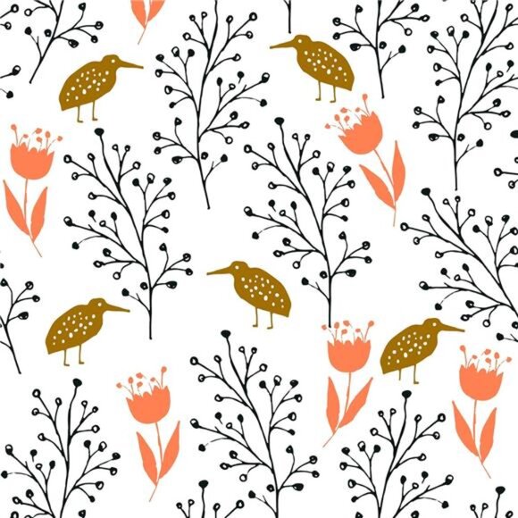 Vintage Floral Peel and Stick Wallpaper – Removable Flower & Bird Design - Picture 1 of 7